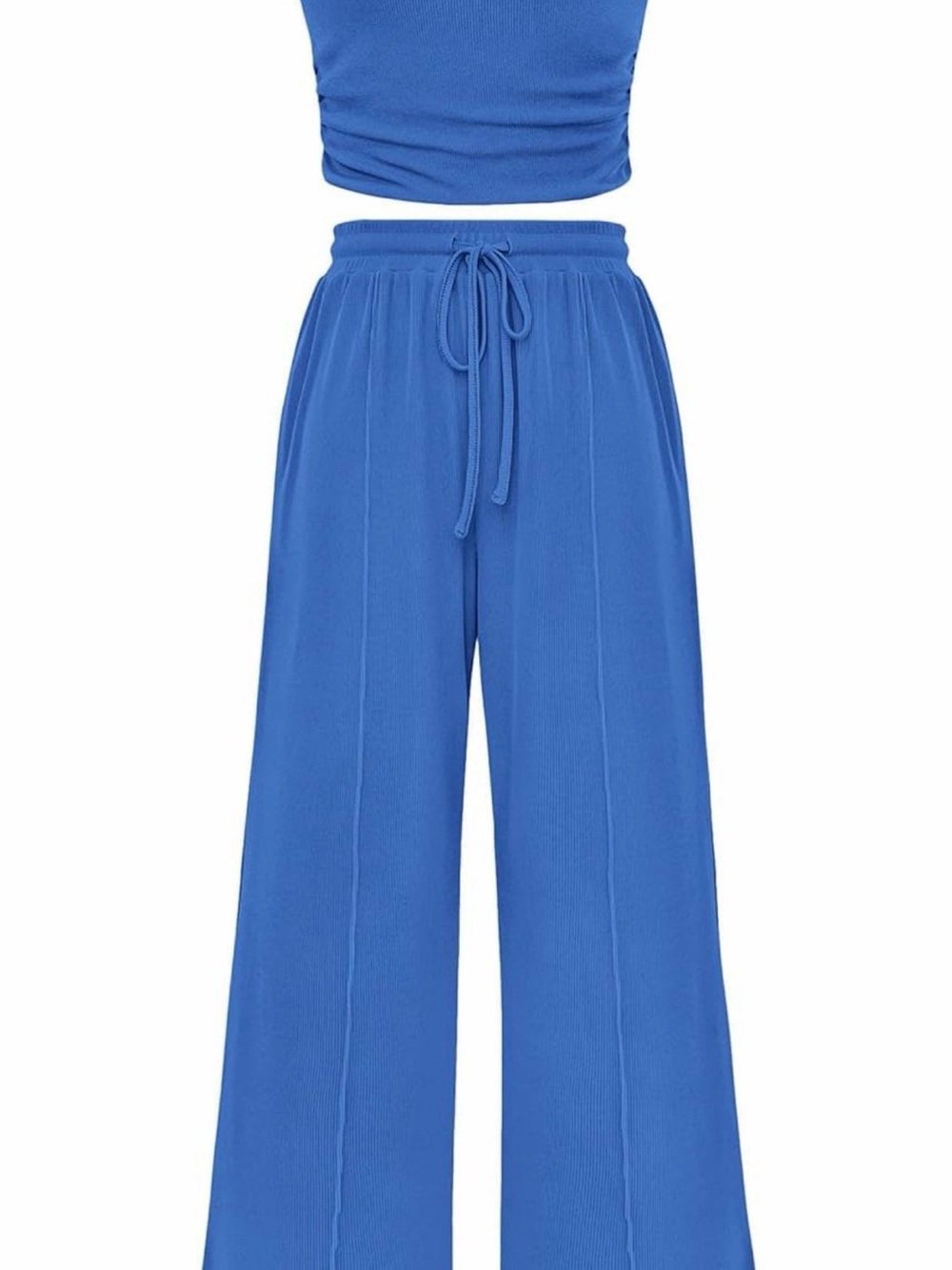 Wide-Leg Drawstring Pants in Electric Blue